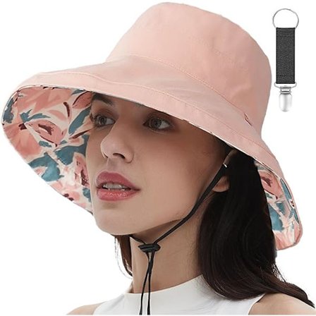Dam solhattar bred brätte vändbar hink bomull hatt packable sommar rese keps med hattklämma, UV-skydd gul
