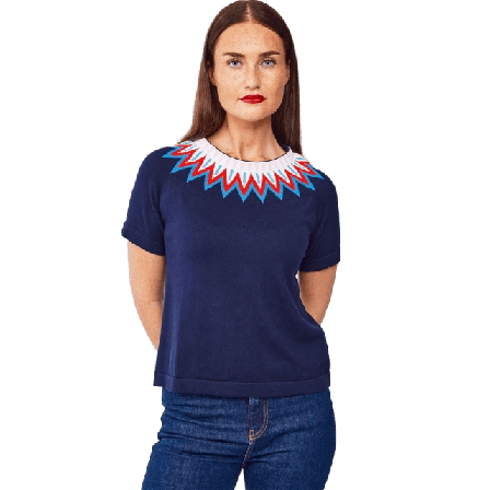 Jumperfabriken - Christina Ss Jumper Navy T-shirts & toppar Dam Blå XS