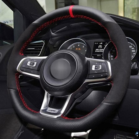 (Stil 6) DIY handsydd kolfiber svart mocka cover för Volkswagen Golf 7 GTI Golf R MK7 Polo Scirocco 2015 2016