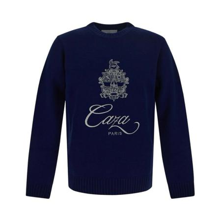 Casablanca Round-neck Strik Blå, Herre Strik