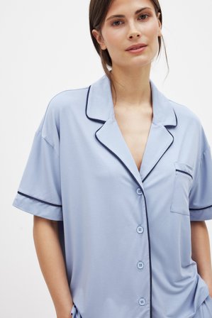Claire Rose x NA-KD Chemise de pyjama à manches courtes - Vêtements de Nuit - Bleu - S