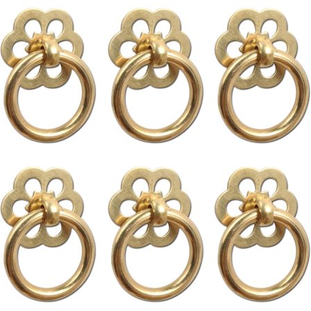 6 st Bass Pull Rings Skåp Låda Pull Rings Mässing Pulls Antik Pulls