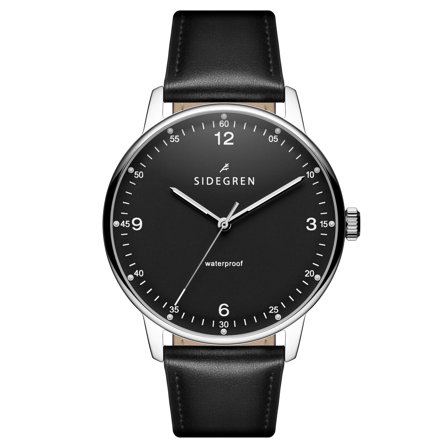 Olivier | Montre en acier inoxydable argenté avec bracelet noir pour hommes - Montres bracelet