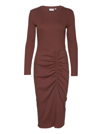 Viribena L/S Slit Midi Dress Dresses T-shirt Dresses Ruskea Vila