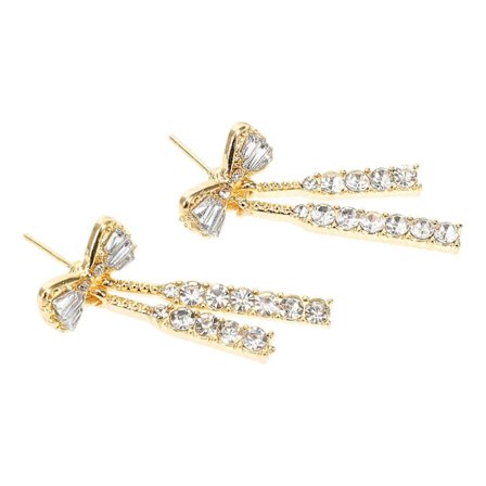 Strassbesatte sløjfeøreringe Kvinder gave Smykker Skinnende kvastøreringe Gyldne 3,50X1,90X1,50CM 1 par