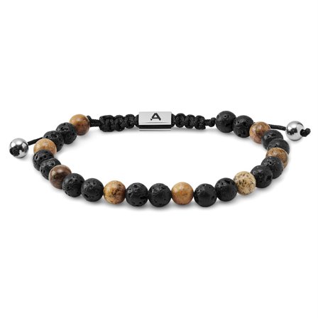 Sanatio | Pulsera de piedra de lava y jaspe de 8 mm para hombres - Pulseras de perlas