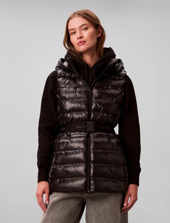 Calvin Klein Belted Lightweight Puffer Vest - Black - M