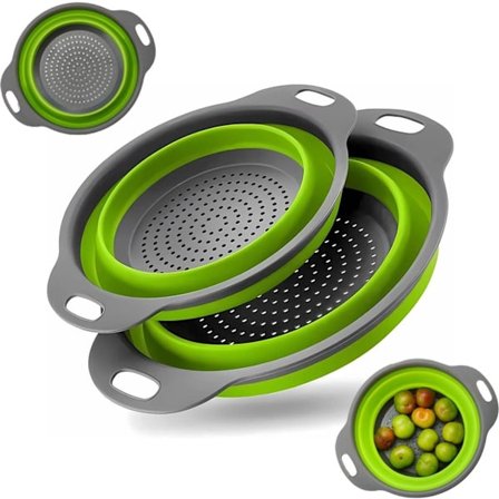 Vikbar Sil Col&er Set om 2 - Hopfällbar Silikon Col&er - 1 Stor & 1 Liten - BPA-fri