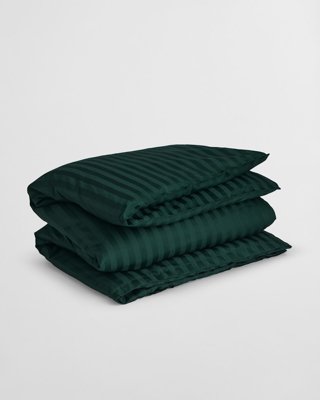 GANT - Stripete dobbeldynetrekk i sateng 200x220cm tartan green