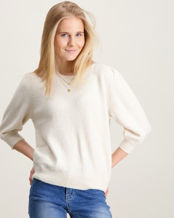 VERO MODA VMDOFFY 2/4 O-NECK PULLOVER GA GIRL Beige Trøjer Pige - Kids Brand Store