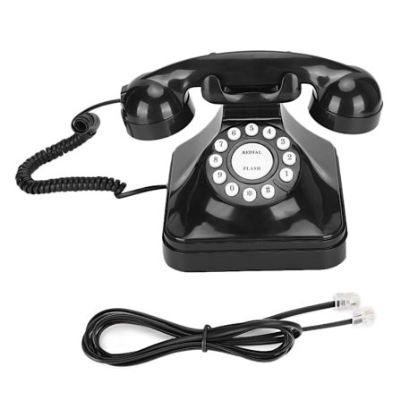 Retro Ledningstelefon, Vintage Stil Ledningstelefon med Trykknapbetjening og Justerbart Ringetone Design, Klassisk Bordtelefon til Hjemmekontor med