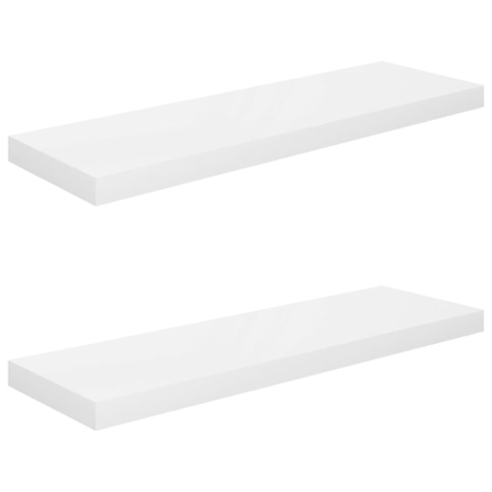 Vidaxl Svävande Vägghyllor 2 St Vit Högglans 80x23,5x3,8 Cm Mdf Vit