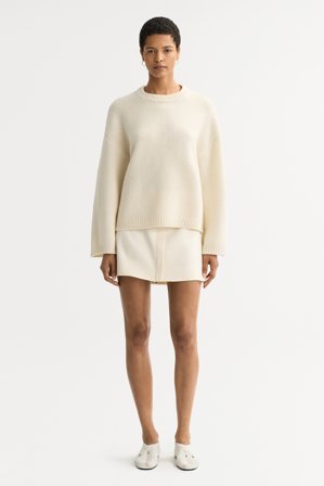 Soft Goat - Chunky crewneck - Women cashmere sweater - M - Feather White