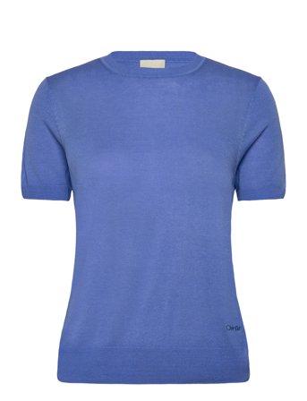 Fine Gauge Viscose Short Sleeve Blue Calvin Klein
