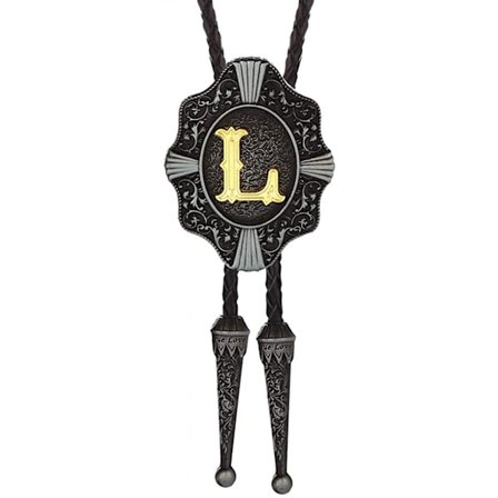 Bolo slips för män - Vintage initial bokstav ABCDMJR till Z Western Cowboy kostym bröllop Bolo slips