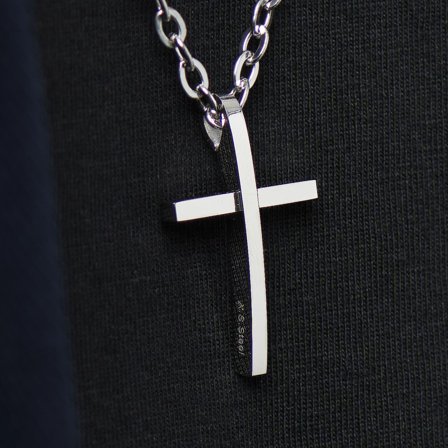 Polished Steel Cross Necklace for Men - Cross necklaces