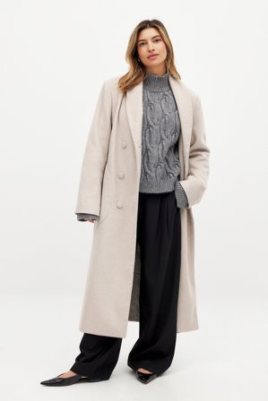 Lydia Tomlinson x NA-KD langer Mantel mit übergroßen Schultern - Mäntel - Beige - EU 38