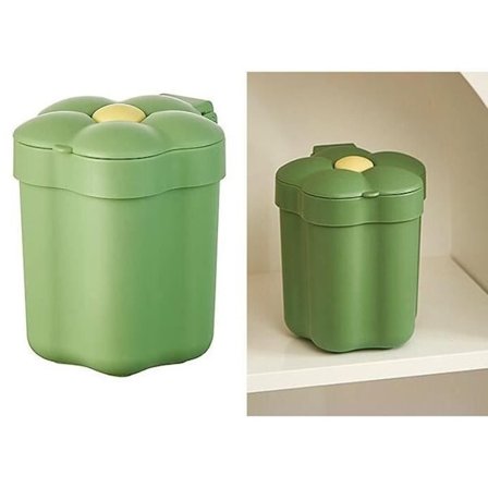 Skrivbords papperskorg, Dekoration för soffbord, Återvinningskärl i plast, Papperskorg med lock i blomform, För sovrum, 1 st