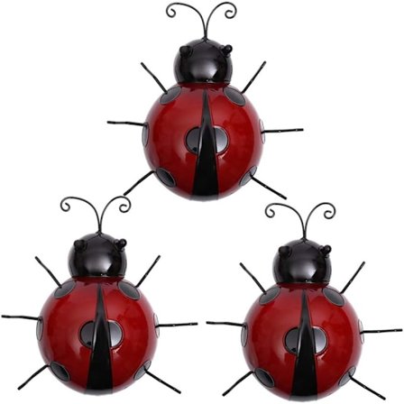 3-pakning Jern Marihøner, Metall Dyr, Hengende Dekorasjon, Innendørs & Utendørs