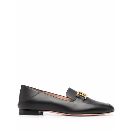 Bally Moccasins with Logo Sort, Dame Loafers, Størrelse: 38 EU