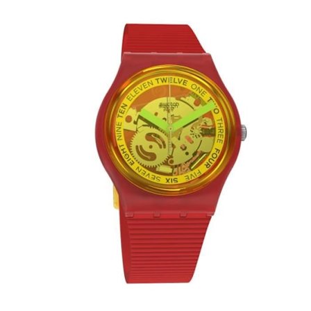 Swatch RETRO-ROSSO 34mm Originals Gent Watch - Quartz Movement - Keltainen hartsihihna