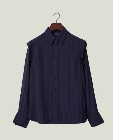 Lexington Jacquardvevd bluse med volange