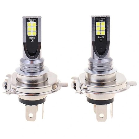 2 st H4 200W 12000lm LED Bil Dimljus Hi/Lo Beam Glödlampor Silver 2 st