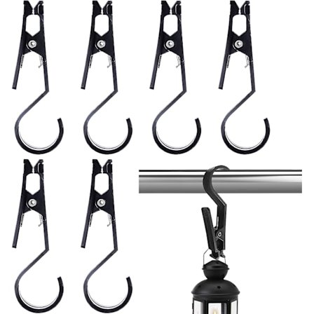 (Sort) 6-pak genanvendelige teltmarkiseklemmer, kraftige klemmer, presenningklemmer i høj kvalitet, alsidige tøjclips, udendørs campingtilbehør