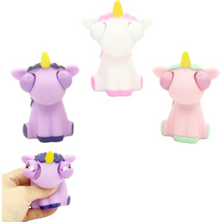 3 kpl hauska yksisarvinen nipistyslelu pehmeä puristuslelu, jossa silmät ponnahtavat ulos