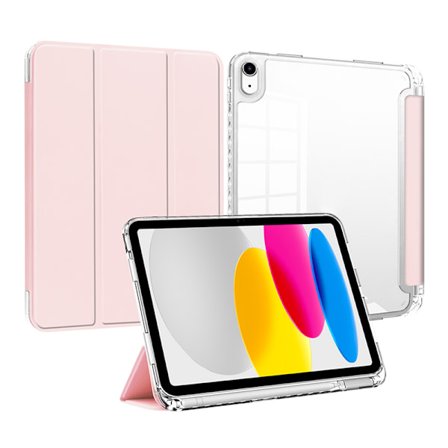 /NN/Hårda Kristallklara Baksidor PU Läder Tredje Flip Tablet Fodral Stöttåligt Tablet Skydd för iPad 10.2