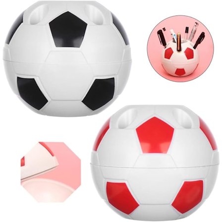 Pcs Kreativ Pennahållare Fotboll Multifunktionell Fotbollspennlåda Skrivbords DIY Plast Rund Pennahållare Porös Design (Svart + Röd)