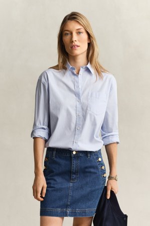 GANT Damen Regular Fit Classic Popeline Bluse (40) Hellblau