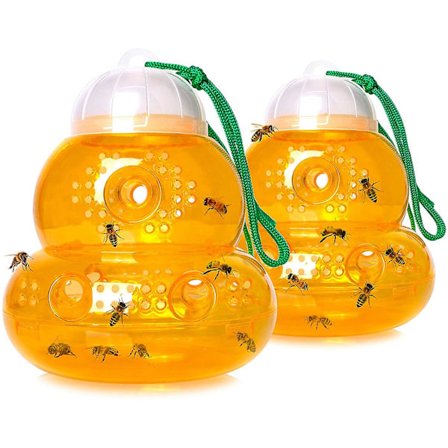 2-pack getingfällor utomhus, getingfångare fällor hängande, getingmördare, lockmedel för getingar, myggor, flugor och insekter, giftfri