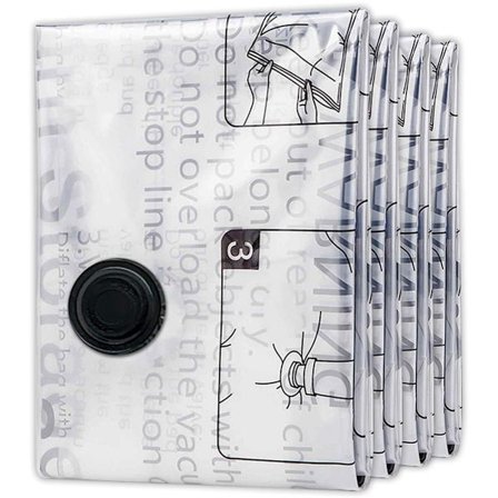 Dynevakuumposer, 5 stk, 3 Jumbo, 100 x 80 cm, 2 Store, 80 x 60 cm, Gjenbrukbare vakuumposer for klær, for reise og hverdags oppbevaring