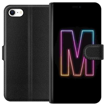 Kompatibelt Lommeboketui til Apple Apple iPhone 6 Neonbokstav M med fargeskiftende lys effekt mot svart bakgrunn, moderne minimalistisk typografi med