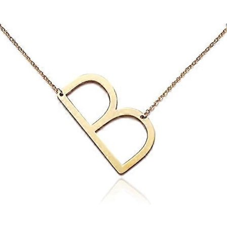 Stort Initial Halskjede 18k Gullbelagt Rustfritt Stål Stor Bokstav Skrift Navn Monogram Anheng Halskjede for Kvinner Gave
