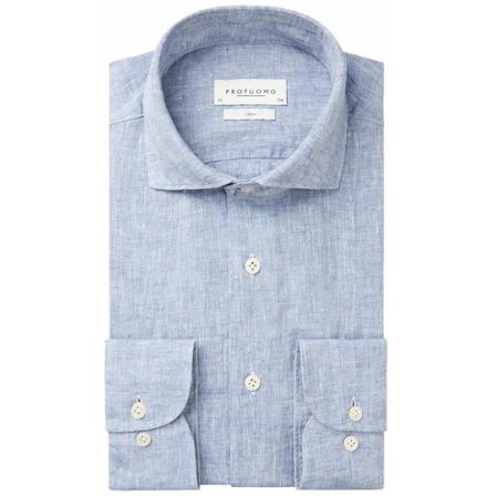 Profuomo, Long Sleeved Shirt Blauw, Heren, Maat:S,linnen