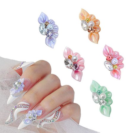 30 st Nail Charms, Resin Flower Nail Charms, Nail Art Dekorationer med Blommor Pärlor Form(typestyle1)