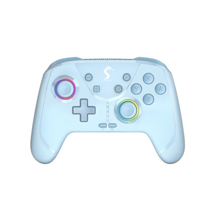 Lyseblå trådløs controller til Switch NS Steam PC TV Android iOS med RGB-belysning og vibration, kontinuerlig programmering af spil