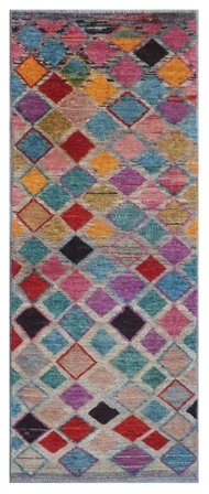 Tappeto Moroccan Berber - Afghanistan 72X194 Passatoie Rosso Scuro/Grigio Scuro (Lana, Afghanistan)