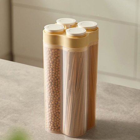 Torrfoderbehållare med Easy Lock-lock och fack för havregryn och spannmål