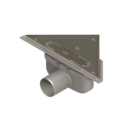 Purus Corner Gulvafløb 75 mm, endeudløb, Indendørs afløb