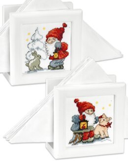 Broderi Sällskap i jul till servettstället 2-pack - Svarta Fåret