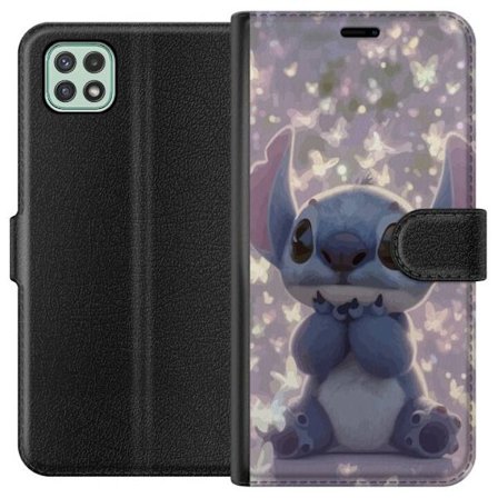 Kompatibelt Plånboksfodral till Samsung Samsung Galaxy A22 5G Stitch söt kawaii fjärilar ljus magisk Disney