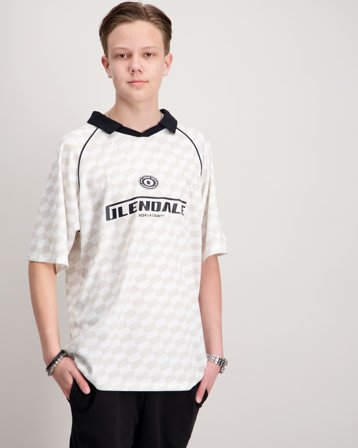 Jack & Jones JCOLIDO AOP MESH OPEN COLLAR POLO JNR Beige Toppar/Blusar Kille - Kids Brand Store