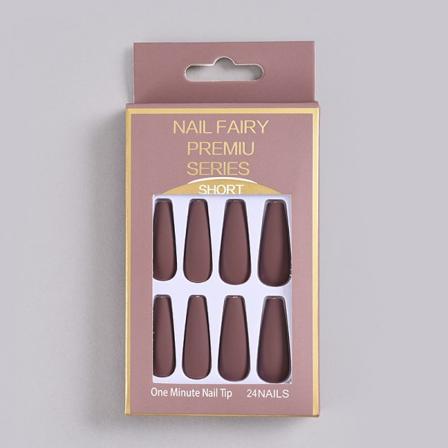 Matte Falske Negler Medium Ren Farge Ballerina Full Cover Art Falske Negl Tips Trykk på Negler 48Pcs for Kvinner og Jenter
