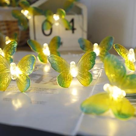 Sommerfugl LED Feelysslyng Julepynt Lys Gul Yellow