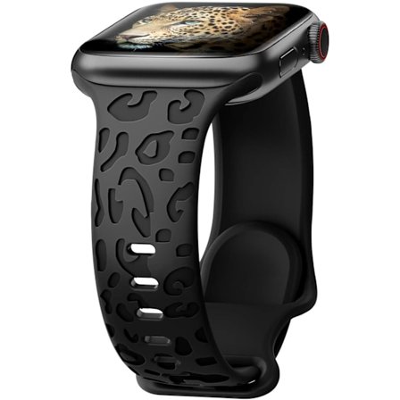 Leopardmønstret myk silikonrem kompatibel med Apple Watch-remmer 42mm 44mm 45mm 49mm kvinner menn, erstatningsreimer for iWatch-serien