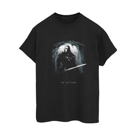 Netflix Dam/Damer The Witcher Geralt Of The Night Bomull Boyfriend T-Shirt L Svart
