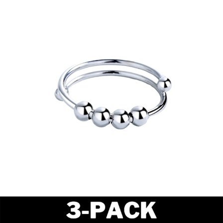 Coil Ring - Anti Stress Ring med Roterende Perler Sølv